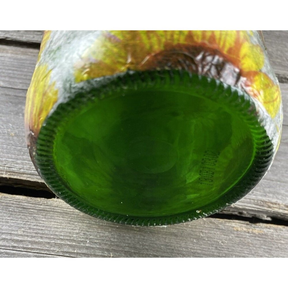 Handmade Lighted Sunflowers Green Wine Bottle Fairy Nightlight Decor Distressed - Picture 6 of 6